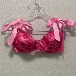 Vintage 2006 VS Pink Floral Lace Bow Bra